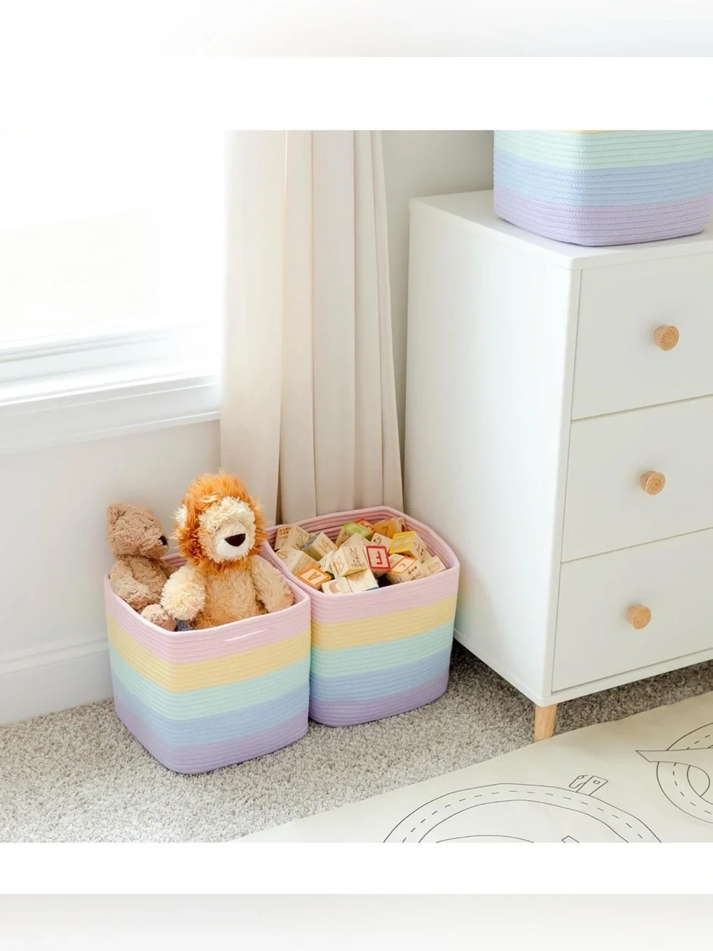 NWT..Pastel Stripe Cotton Rope Storage Bins - 3-Pack